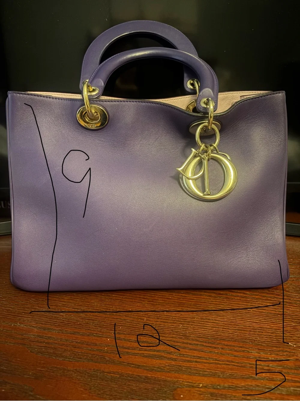 Dior Purple Leather Top-Handle Satchel with Gold Hardware